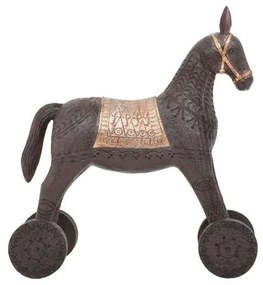 Διακοσμητικό Επιτραπέζιο 266-92-400 Άλογο Με Ροδάκια 26x12,5x28 Brown Πολυρεσίνη
