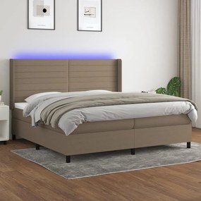 vidaXL Κρεβάτι Boxspring με Στρώμα &amp; LED Taupe 200x200 εκ. Υφασμάτινο