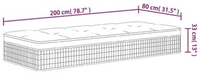 Στρώμα με Pocket Springs Μεσαία Plus Σκληρότητα 80x200 εκ. - Λευκό