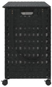 vidaXL Καλάθι Άπλυτων με Τροχούς Μαύρο 66x35x60 εκ. από Ρατάν