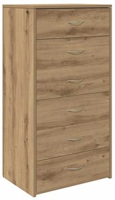 vidaXL Συρταριέρα με 6 Συρτάρια Τεχνίτης Δρυς 50x34x96 εκ. Μοριοσανίδα