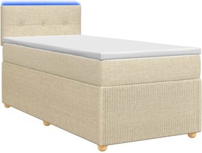 vidaXL Κρεβάτι box spring με στρώμα Κρεμ 90 x 200 cm Ύφασμα