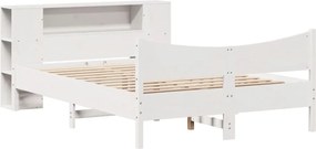 vidaXL Σκελετός Κρεβ. Χωρίς Στρώμα Λευκό 140x190 εκ Μασίφ Πεύκο