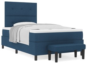 vidaXL Κρεβάτι  με Στρώμα & Πάγκο Μπλε 120x190 εκ. Υφασμάτινο
