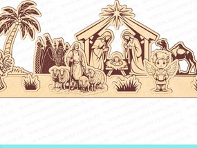 Σετ των 3 Intra απο ξύλο plywood 3mm-4mm πάχος Χριστουγεννιάτικη Φάτνη Σκηνή Δίασταση 7x7 cm INTRAFABR-82931541