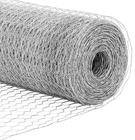 vidaXL Φράχτης Εξαγώνου Ασημί 0,6 x 50 μ. Γαλβανισμένος χάλυβας