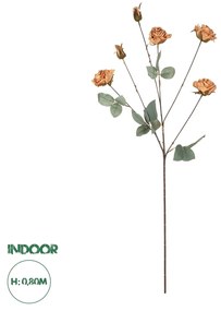 GloboStar® Artificial Garden SALMON ROSE BRANCH 21302 Τεχνητό Διακοσμητικό Κλαδί Τριαντάφυλλα Ροζ Y80cm