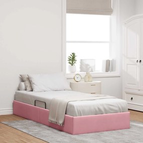 vidaXL Κρεβάτι Οθωμανικού Τύπου Ροζ 90 x 190 cm Βελούδο