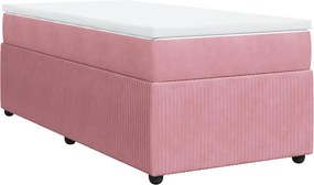vidaXL Κρεβάτι Boxspring με Στρώμα Ροζ 90x190 εκ. Βελούδινο