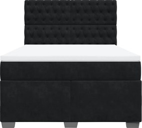 vidaXL Κρεβάτι Boxspring με Στρώμα Μαύρο 140x190 εκ. Βελούδινο