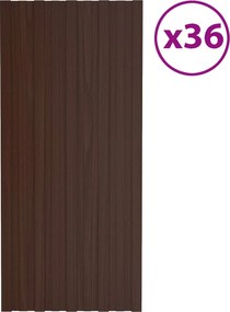 vidaXL Πάνελ οροφής 36 τεμ. Καφέ 100 x 45 cm Γαλβανισμένος χάλυβας
