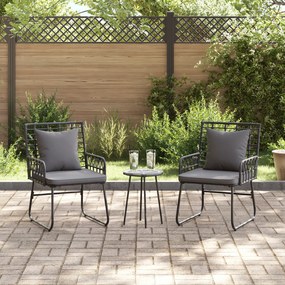 vidaXL Σέτ φαγητού για κήπο 3 pcs Μαύρο, Ανθρακί 35 x 35 x 45 εκ