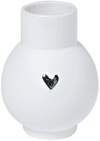 Διακοσμητικό Βάζο Heart RD0017716 Φ6,7x9cm White-Silver Raeder Πορσελάνη