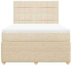 vidaXL Κρεβάτι Boxspring με Στρώμα Κρεμ 140x200 εκ. Υφασμάτινο