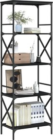 vidaXL Βιβλιοθήκη 5 Επιπέδων Μαύρη 59 x 35 x 171 εκ. από Επεξεργ. Ξύλο