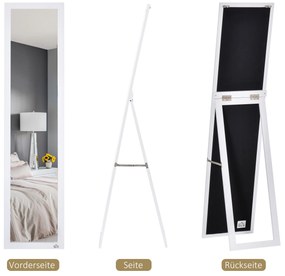 Καθρέφτης πλήρους μήκους, ελεύθερος, επιτοίχιος, πλαίσιο MDF, 37 x 37 x 154 εκ., Λευκός