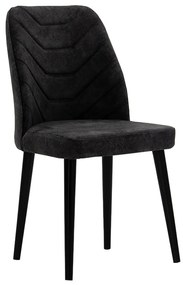 190-000024 Καρέκλα Adeline pakoworld βελούδο ανθρακί antique-μαύρο πόδι 49,0x52,0x91,0εκ METAL - VELVET - WOOD DARK GREY  - BLACK, 1 Τεμάχιο