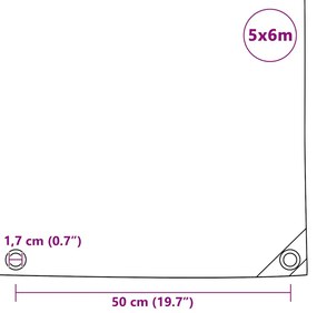 vidaXL Μουσαμάς Λευκός 5 x 6 μ. 650 γρ./μ.²