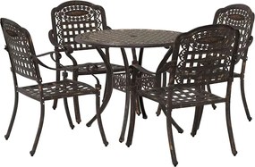 vidaXL Σέτ φαγητού για κήπο 5 pcs Μπρονζέ Αλουμίνιο