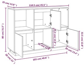 Ντουλάπι 110,5x35x80 εκ. από Μασίφ Ξύλο Πεύκου - Καφέ