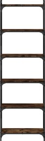 vidaXL Βιβλιοθήκη 6 Επιπέδων Καπνιστή Δρυς 60x30x188 εκ. Επεξεργ. Ξύλο