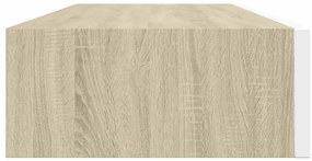 vidaXL Ράφι Επιτοίχιο με Συρτάρι Δρυς/Λευκό 60 x 23,5 x 10 εκ. από MDF
