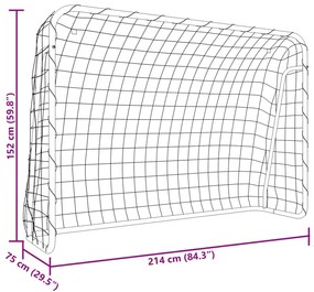 vidaXL Τέρμα Ποδοσφαίρου &amp; Δίχτυ Λευκό 214x75x152εκ Ατσάλι/Πολυεστέρας