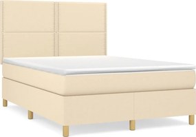 vidaXL Κρεβάτι Boxspring με Στρώμα Κρεμ 140x190 εκ. Υφασμάτινο
