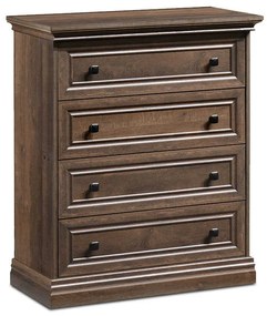 Συρταριέρα Mozart pakoworld με 4 συρτάρια χρώμα καρυδί 80x40x96εκ