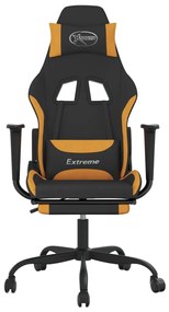 vidaXL Καρέκλα Μασάζ Gaming Μαύρο/Πορτοκαλί Ύφασμα με Υποπόδιο
