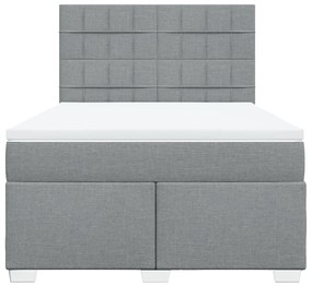 vidaXL Κρεβάτι Boxspring με Στρώμα Ανοιχτό Γκρι 140x200 εκ. Υφασμάτινο