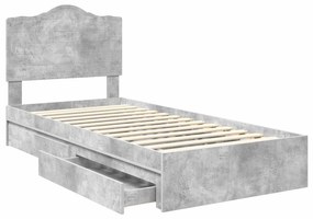 vidaXL Κρεβάτι Αποθήκης Σκυρόδεμα Γκρι 100 x 200 cm Επεξεργασμένο ξύλο