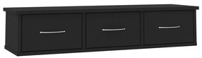 vidaXL Ράφι Τοίχου με Συρτάρια Μαύρο 88 x 26 x 18,5 εκ. από Επεξ. Ξύλο