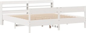 vidaXL Σκελετός Κρεβ. Χωρίς Στρώμα Λευκό 200x200 εκ Μασίφ Πεύκο