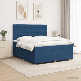 vidaXL Κρεβάτι box spring με στρώμα Μπλε 140 x 200 cm Ύφασμα