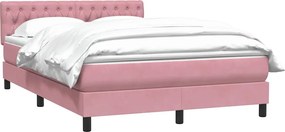 vidaXL Κρεβάτι Boxspring με Στρώμα Ροζ 160x210 εκ. Βελούδινο