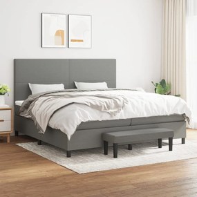 Κρεβάτι Boxspring με Στρώμα Σκούρο Γκρι 200x200 εκ. Υφασμάτινο - Γκρι