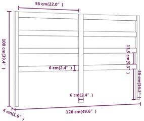Κεφαλάρι Κρεβατιού 126 x 4 x 100 εκ. από Μασίφ Ξύλο Πεύκου - Καφέ
