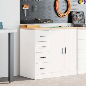 vidaXL ντουλάπι αποθήκευσης γκαράζ Λευκό 30x51x85 εκ μασίφ ξύλο πεύκο