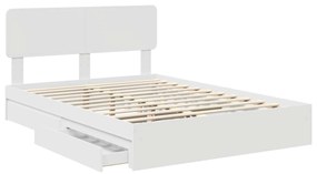 vidaXL Κρεβάτι Αποθήκης Λευκό 140 x 200 cm Επεξεργασμένο ξύλο