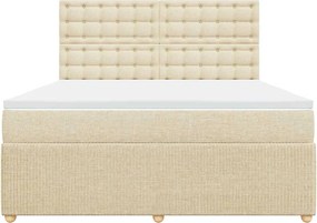 vidaXL Κρεβάτι Boxspring με Στρώμα Κρεμ 180x200 εκ. Υφασμάτινο