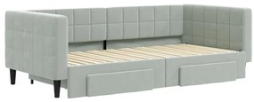 vidaXL Καναπές Κρεβάτι Συρόμενος Αν. Γκρι 90x190 εκ Βελούδο &amp; Συρτάρια
