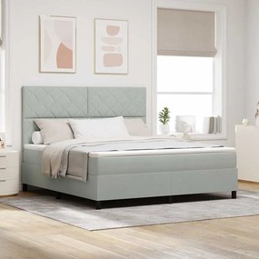 Κρεβάτι με στρώμα vidaXL Light Grey Super King Βελούδο
