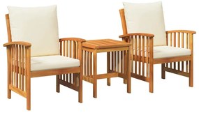 vidaXL Σετ Καναπέ Κήπου με μαξιλάρι 3 pcs Καφέ Μασίφ ξύλο ακακίας
