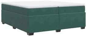 vidaXL Κρεβάτι Boxspring με Στρώμα Σκούρο Πράσινο 200x200εκ. Βελούδινο
