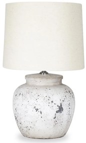 CeramicTable Lamp Light Black and White  PWL-0002 Ε27 with beige shade 28x28x48.5 εκ.