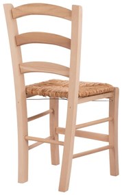 Καρέκλα Άβαφη ΠΑΡΟΣ Μασίφ Ξύλο Οξιάς με Ψάθα 40x43x88 εκ.