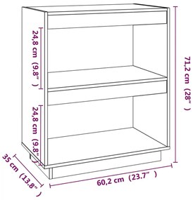 Βιβλιοθήκη Μαύρη 60 x 35 x 71 εκ. από Μασίφ Ξύλο Πεύκου - Μαύρο