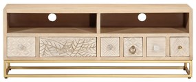 vidaXL Έπιπλο Τηλεόρασης 110 x 30 x 40 εκ. Μασίφ Ξύλο Μάνγκο & Σίδηρος