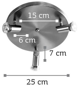 Επιτοίχιο σποτ από μέταλλο σε νίκελ ματ απόχρωση 3XGU10 D:25cm (9075-3Φ-Νίκελ Ματ)